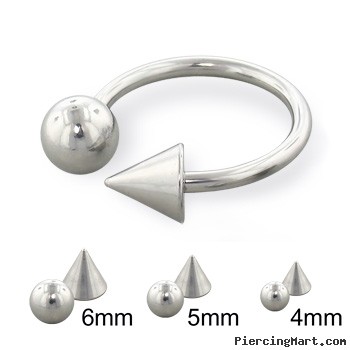 Steel ball and cone horseshoe ring, 14 ga
