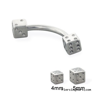Dice curved barbell, 14 ga