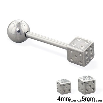 Die and ball straight barbell, 14 ga