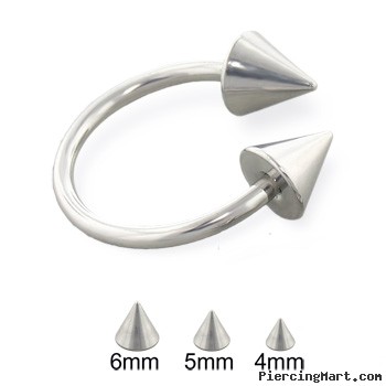 Steel cone horseshoe ring, 14 ga