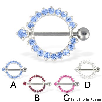 Pair Of Nipple Rings with Jeweled Barbell