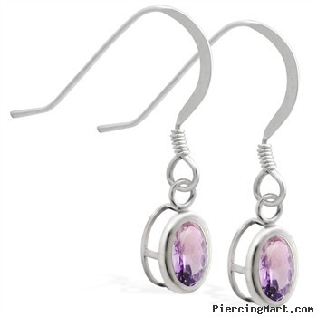 Sterling Silver Earrings with Bezel Set Alexandrite Oval