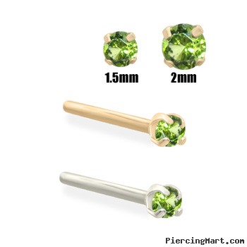 14K Gold Apple Green Diamond Nose Stud