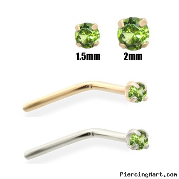 14K Gold Apple Green Diamond Nose Pin