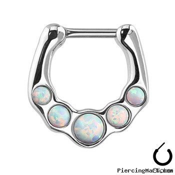 Five Opalite Gems Surgical Steel Septum Clicker Ring