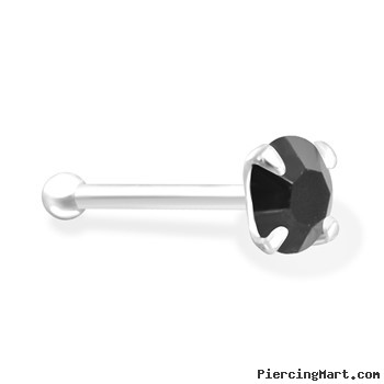 Silver Nose Bone with 2mm Black  CZ
