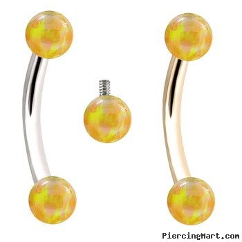 Internally Threaded Curved Barbells With Yellow Opals