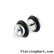 Pair Of Fake Jeweled Plugs, 14G