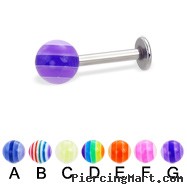 Labret with acrylic layered ball, 14 ga