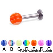 Labret with acrylic layered ball, 12 ga