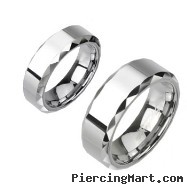 Tungsten carbine ring with edged multi-faced prism design