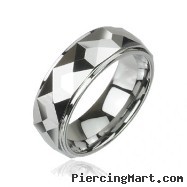 Multi-faced prism tungsten carbine ring