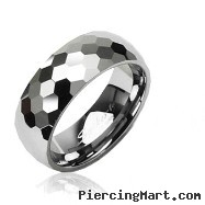Tungsten carbine ring with honey comb multi-faced design