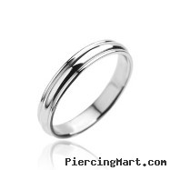 316L Stainless Steel Ring Plain Grooved Wedding Band
