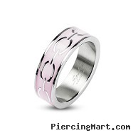 316L Stainless Steel Pink Enamel Love Links Ring