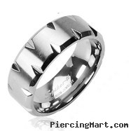 Solid Titanium with Faceted Edges Ring