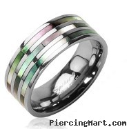 Solid Titanium with Triple Abalone Inlayed Ring