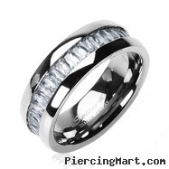 Solid Titanium with Square CZ Stone Band Ring