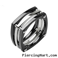 Solid Titanium with IP Black Squared with Bolts Ring