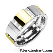 316L Surgical Stainless Steel Rings/IP Gold And Steel