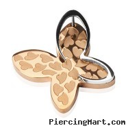 316L Stainless Steel PVD Rose Gold "3-D" Heart Butterfly Pendant