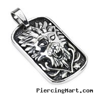 Stainless Steel Medieval Lion Design Casted Dog Tag Pendant