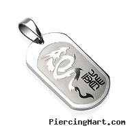 316L Surgical Steel Dragon Engraved Pendant