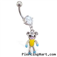 Navel ring with dangling teddy bear