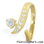 14K Gold Jeweled Toe Ring With Round CZ