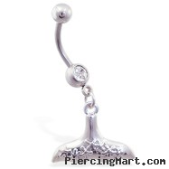 Navel ring with dangling dolphin tail