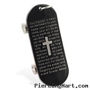 Stainless steel black coated skateboard pendant with religious writing