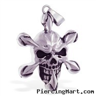 Silver alloy skull and crossbones pendant