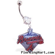 Belly Ring with official licensed MLB charm, Atlanta Braves