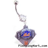 Belly Ring with official licensed MLB charm, New York Metts