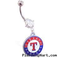 Belly Ring with official licensed MLB charm, Texas Rangers