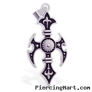 Black alloy fancy cross pendant