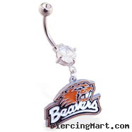 Belly Ring with official licensed NCAA charm, Oregon State Beavers