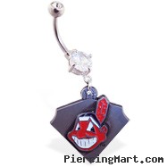 Belly Ring with official licensed MLB charm, Cleveland Indians