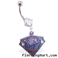 Belly Ring with official licensed MLB charm, Los Angeles Dodgers