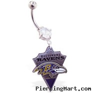 Mspiercing Belly Ring with Official Licensed NFL Charm, Baltimore Ravens