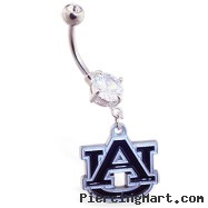 Belly Ring with official licensed NCAA charm, Auburn University Tigers