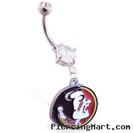 Mspiercing Belly Ring With Official Licensed NCAA Charm, Florida State Seminoles