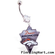 Mspiercing Belly Ring with Official Licensed NFL Charm, Denver Broncos