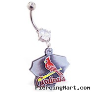 Mspiercing Belly Ring with Official Licensed MLB Charm, St. Louis Cardinals