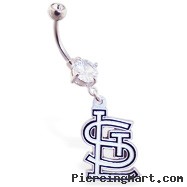 Belly Ring with official licensed MLB charm, St. Louis Cardinals