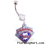 Belly Ring with official licensed MLB charm, Philadelphia Phillies