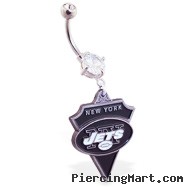 Belly Ring with official licensed NFL charm, New York Jets