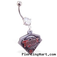 Belly Ring with official licensed MLB charm, Minnesota Twins