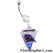 Belly Ring with official licensed NFL charm, Carolina Panthers