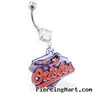 Mspiercing Belly Ring with Official Licensed MLB Charm, Baltimore Orioles